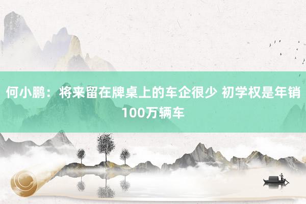 何小鹏：将来留在牌桌上的车企很少 初学权是年销100万辆车