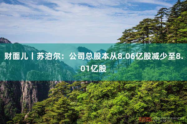 财面儿丨苏泊尔：公司总股本从8.06亿股减少至8.01亿股