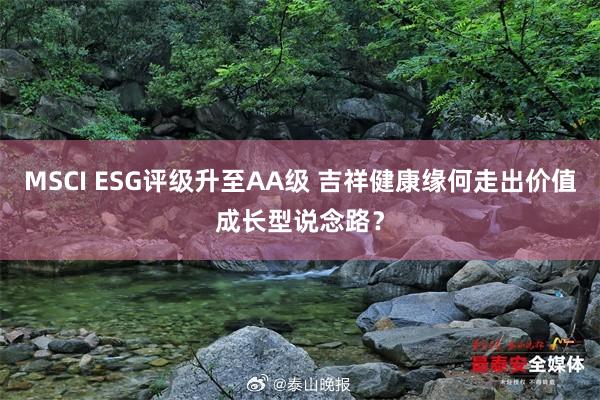 MSCI ESG评级升至AA级 吉祥健康缘何走出价值成长型说念路？