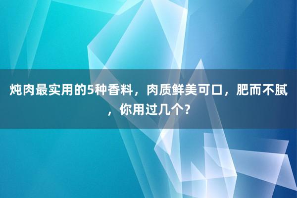 炖肉最实用的5种香料，肉质鲜美可口，肥而不腻，你用过几个？